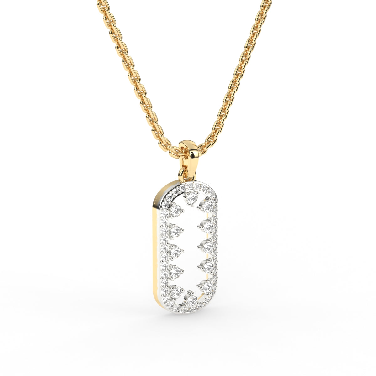 Antique Open Round Diamond Dog Tag Pendant