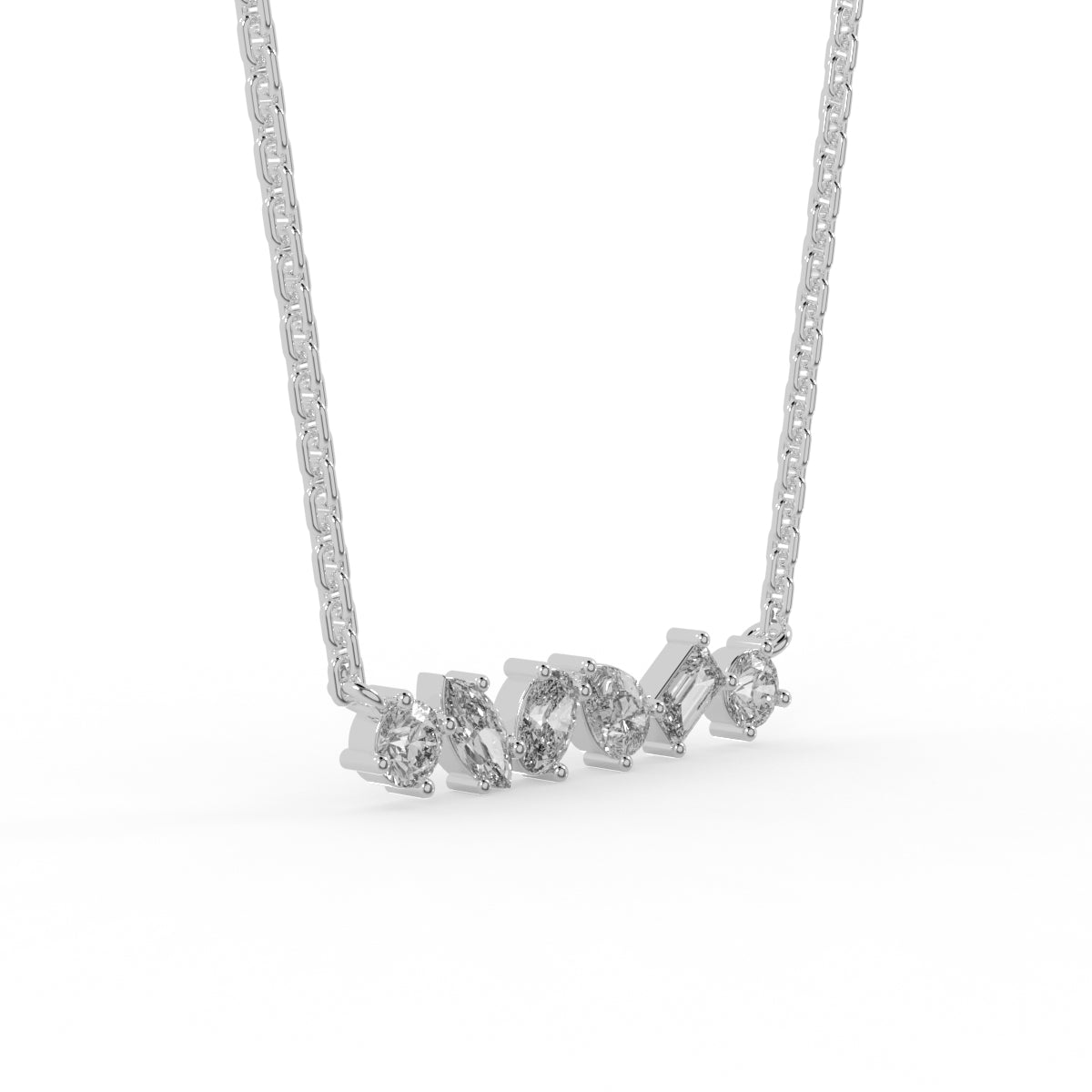 Multi-cut Diamond Bar Pendant
