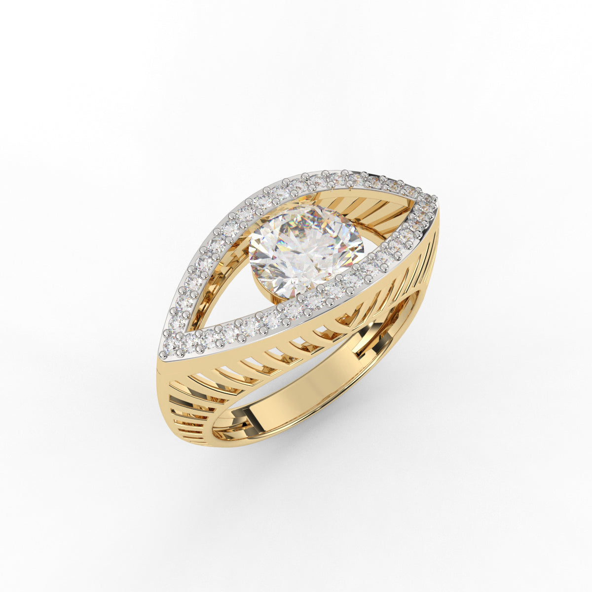 Solitaire Shimmering Eye Ring