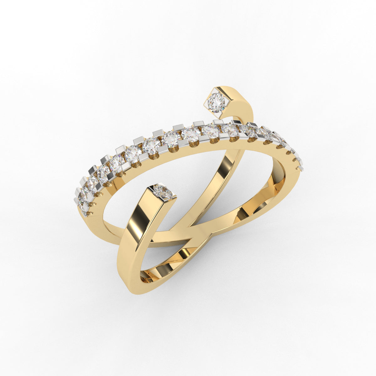 Twist Band Open Diamond Ring