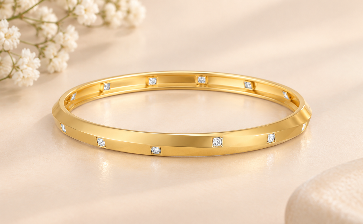 Classic Gold Kada with Diamonds
