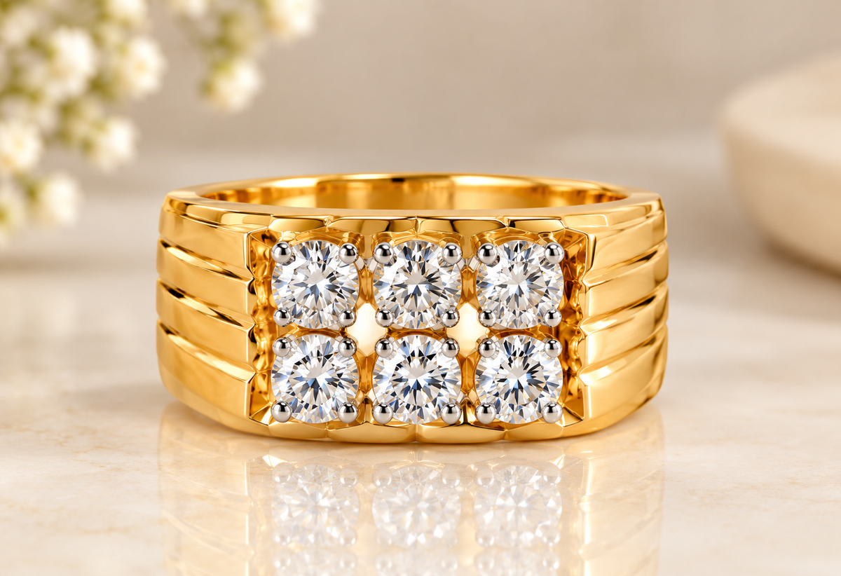 Luxurious Gold Diamond Signet Ring