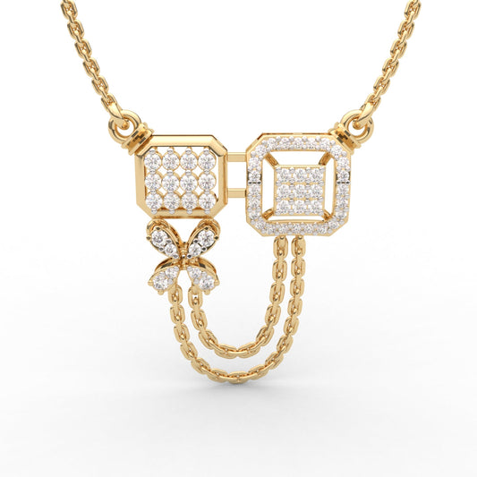 Twin Charm Diamond Bow Pendant