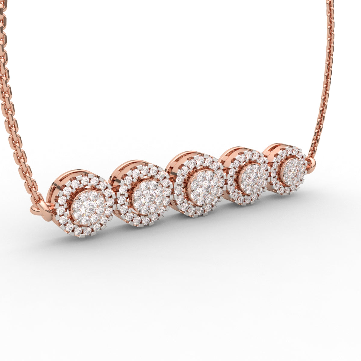 Five Cluster Circle Diamond Pendant