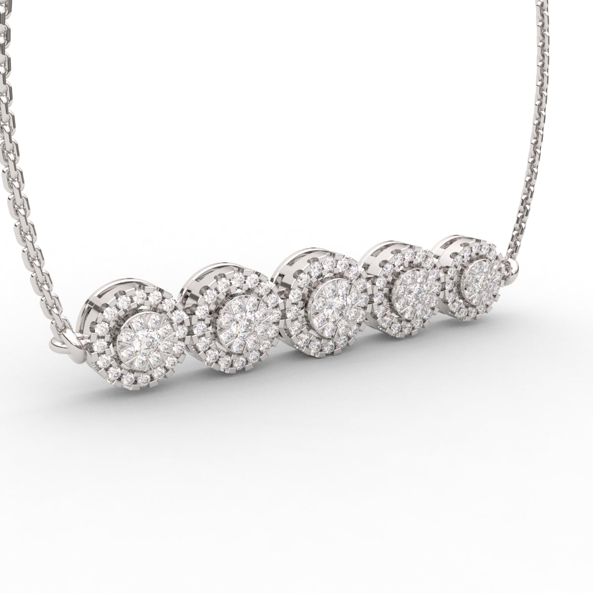 Five Cluster Circle Diamond Pendant