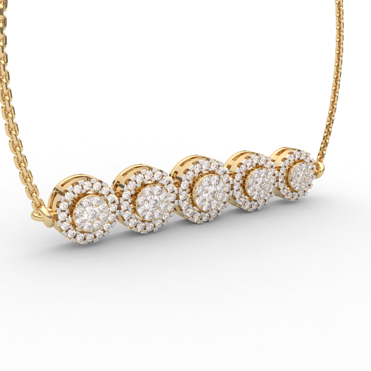 Five Cluster Circle Diamond Pendant