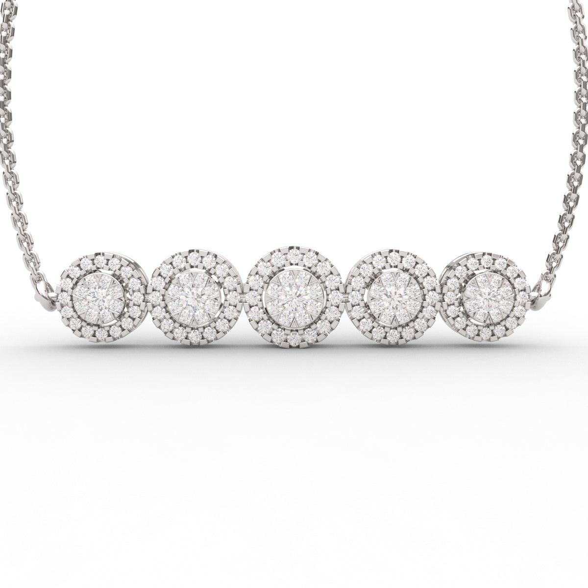 Five Cluster Circle Diamond Pendant