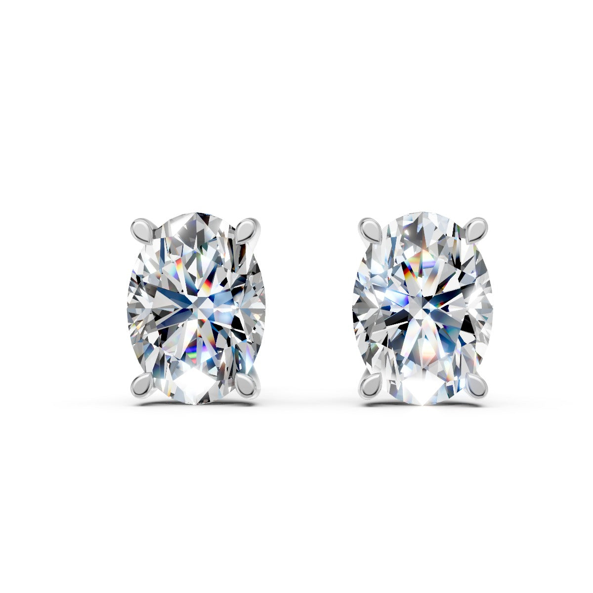 Oval Solitaire Diamond Stud