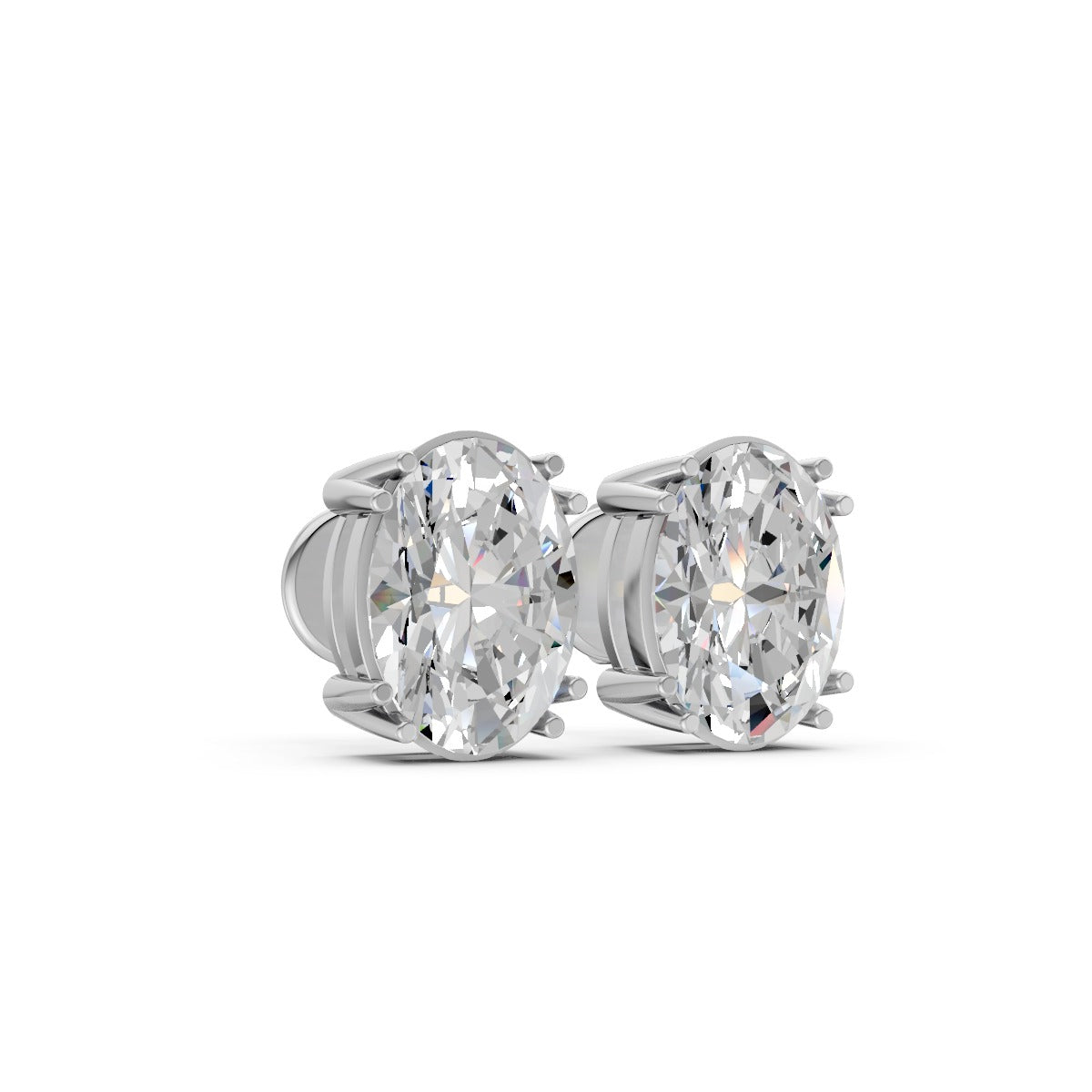 Oval Shape Solitaire Earring