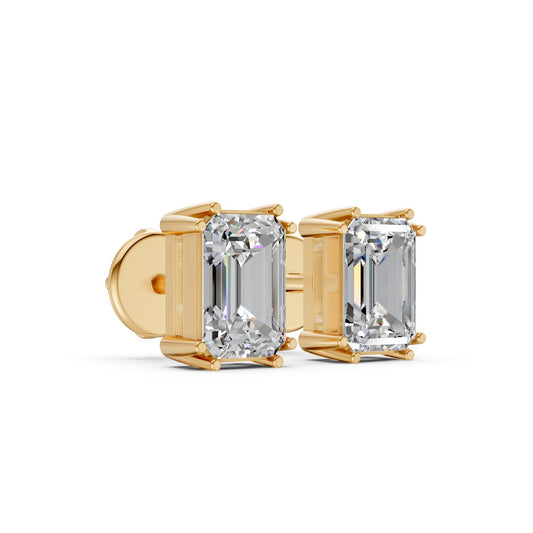 Emerald-Cut Solitaire Stud