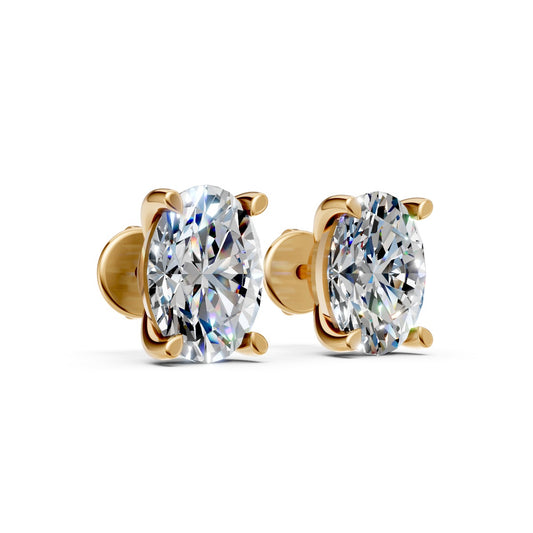 Oval Solitaire Diamond Stud