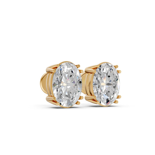Oval Shape Solitaire Earring