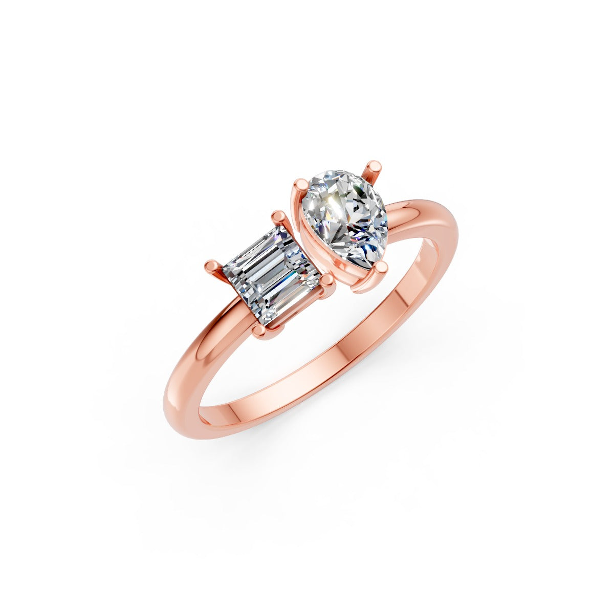 Rose Gold Bypass Diamond Ring
