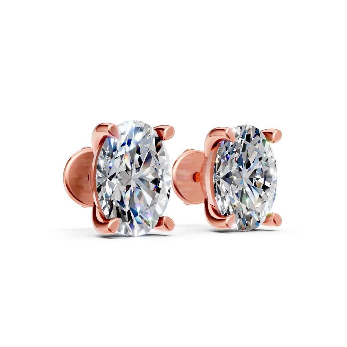 Oval Solitaire Diamond Stud
