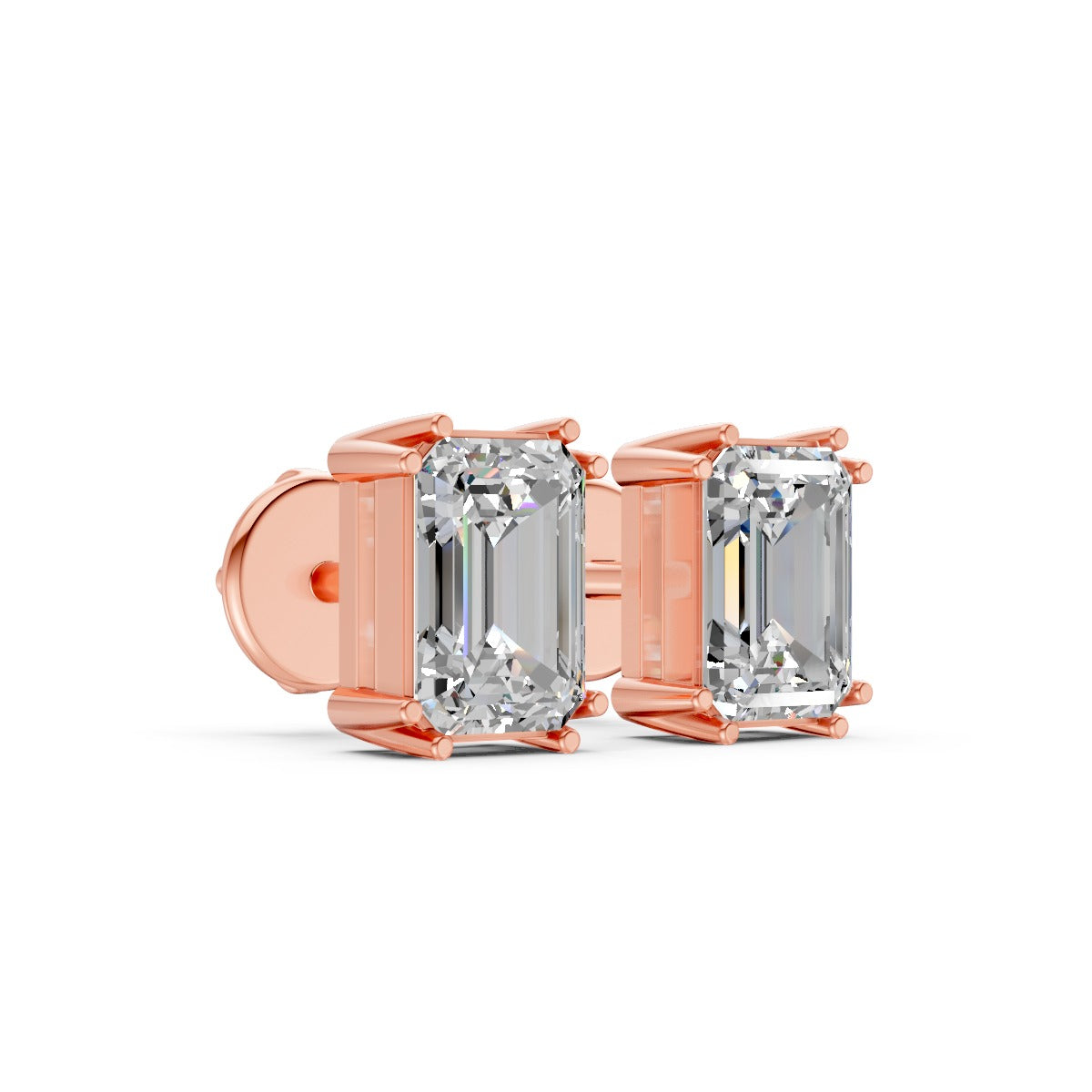 Emerald-Cut Solitaire Stud