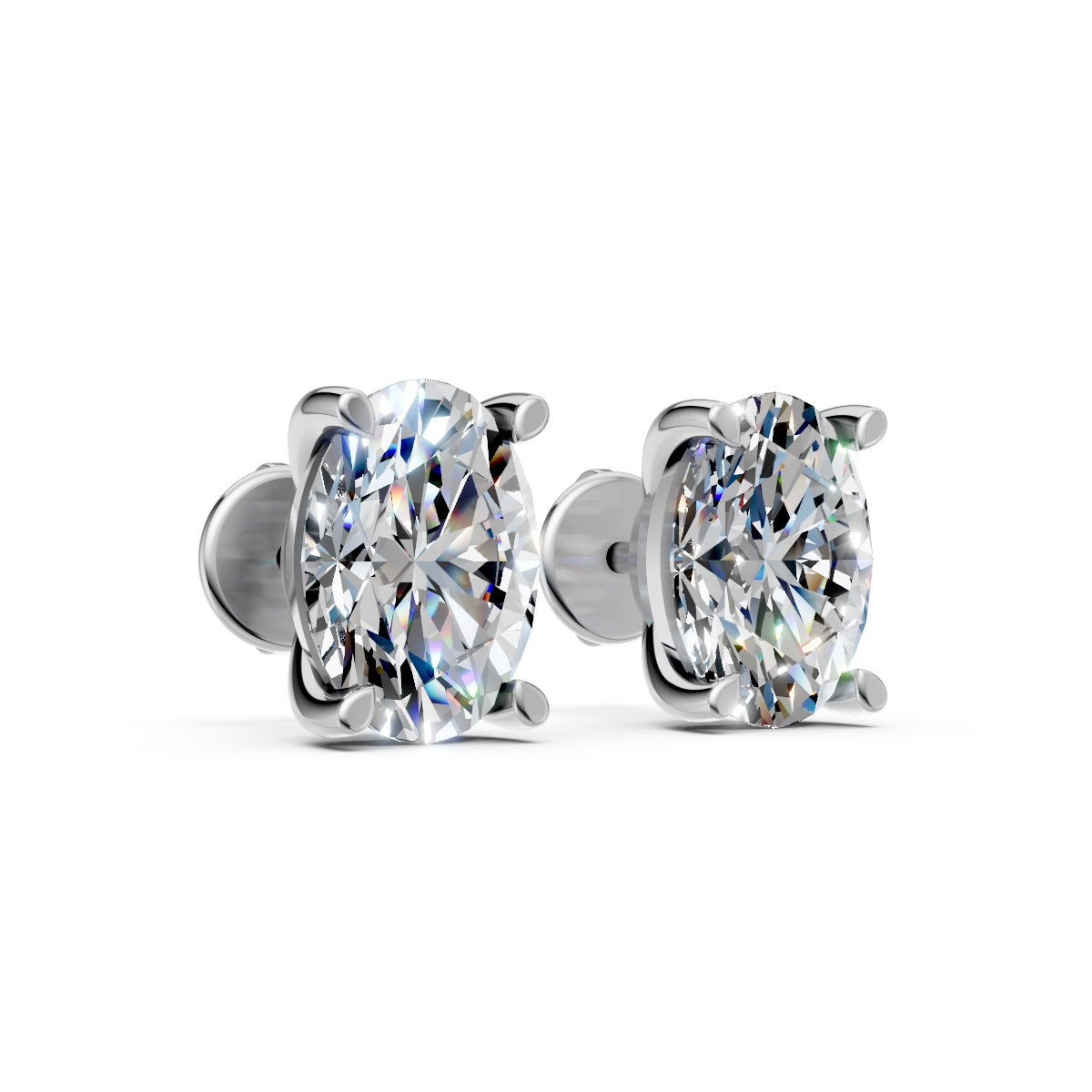 Oval Solitaire Diamond Stud