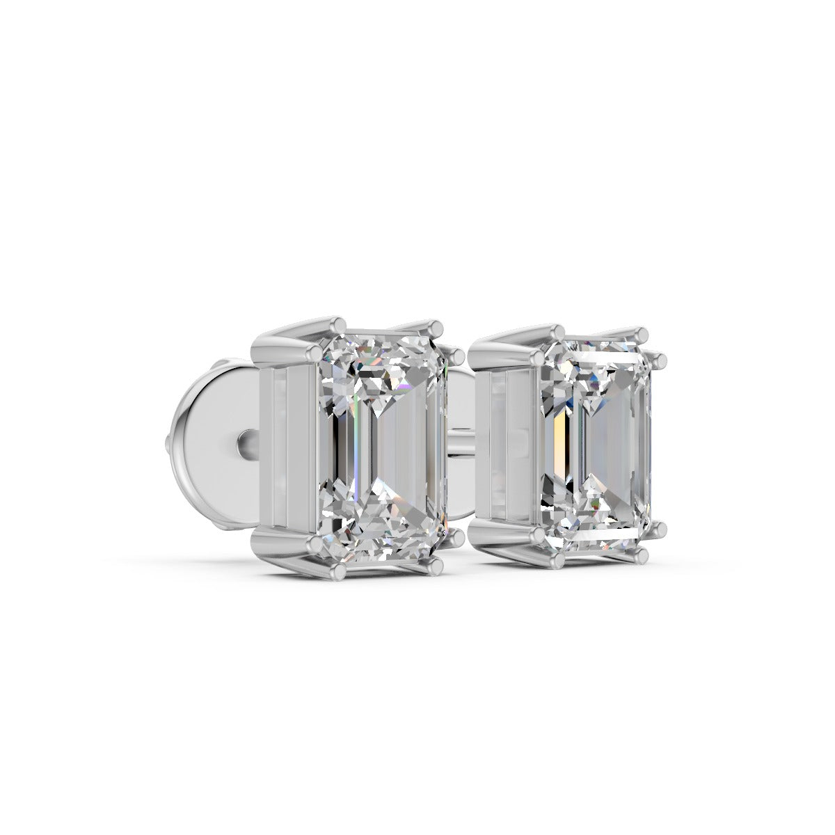 Emerald-Cut Solitaire Stud
