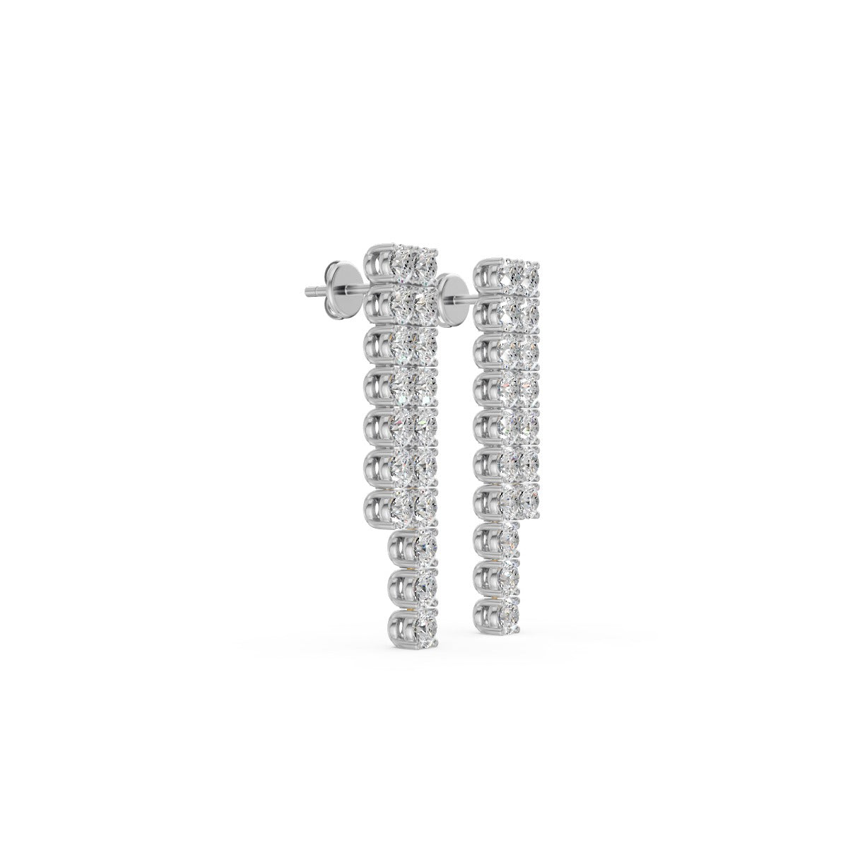 Diamond Cascade Rows Earring