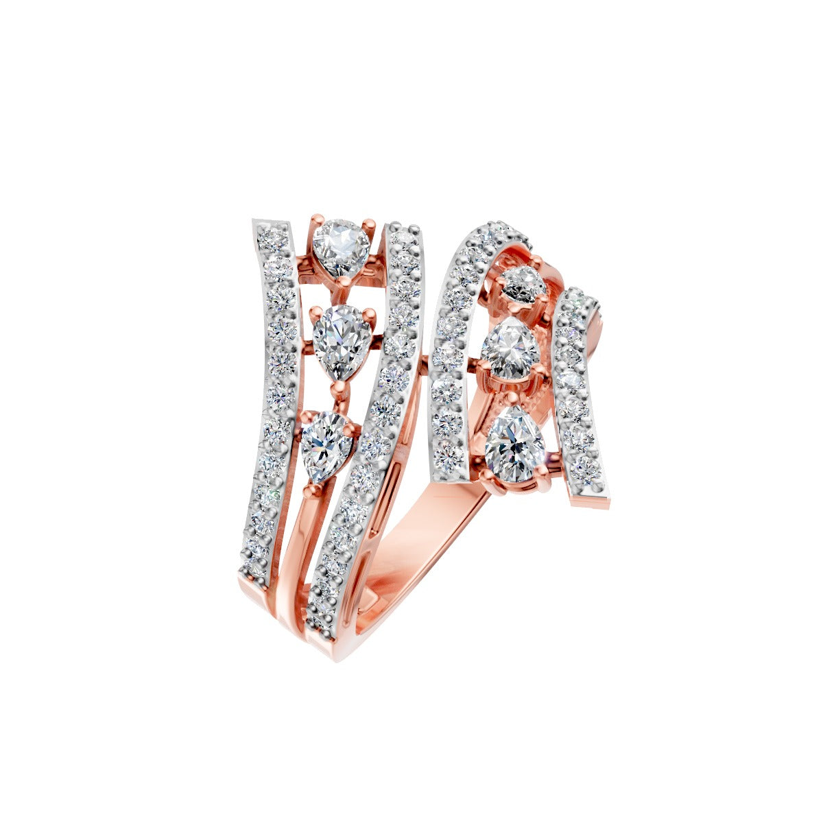 Wrap-Around Multi-Band Diamond Ring