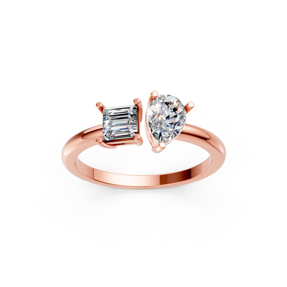 Rose Gold Bypass Diamond Ring