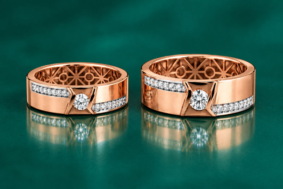 The Celestial Twist Diamond Couple Band