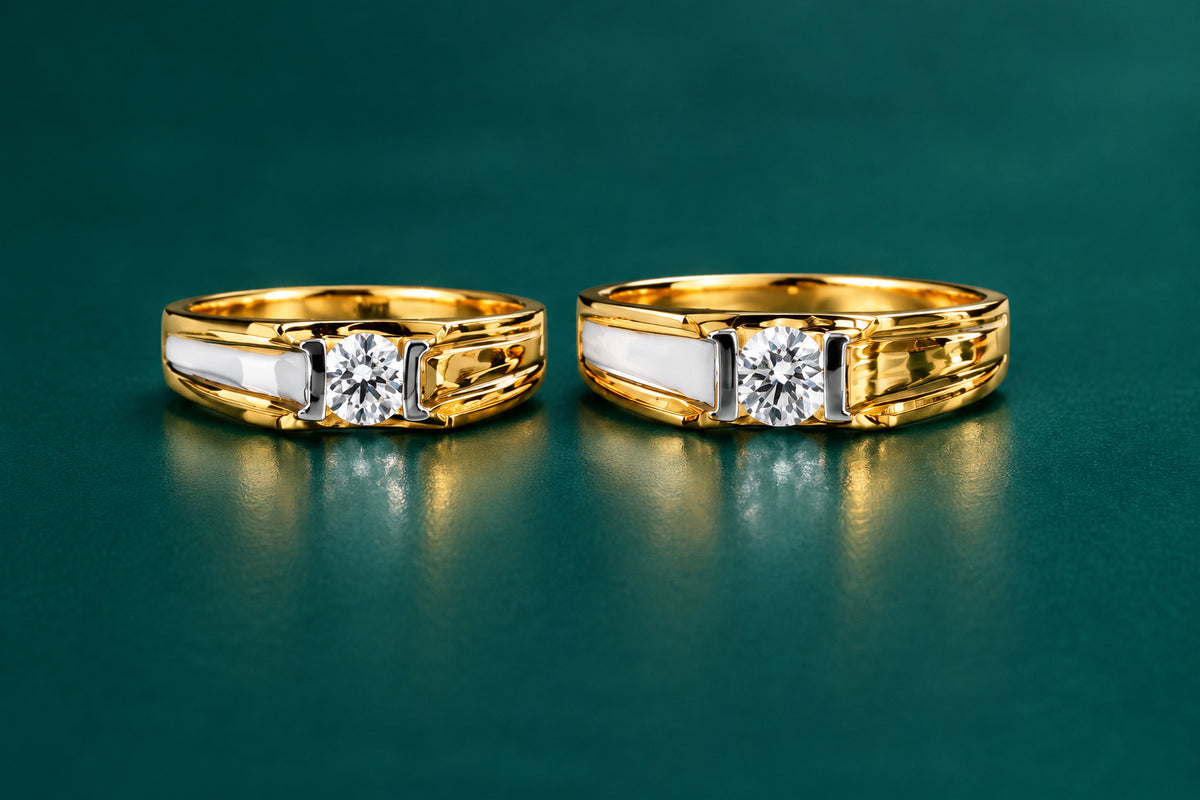 The Crestline Two-Tone Diamond Couple Ring