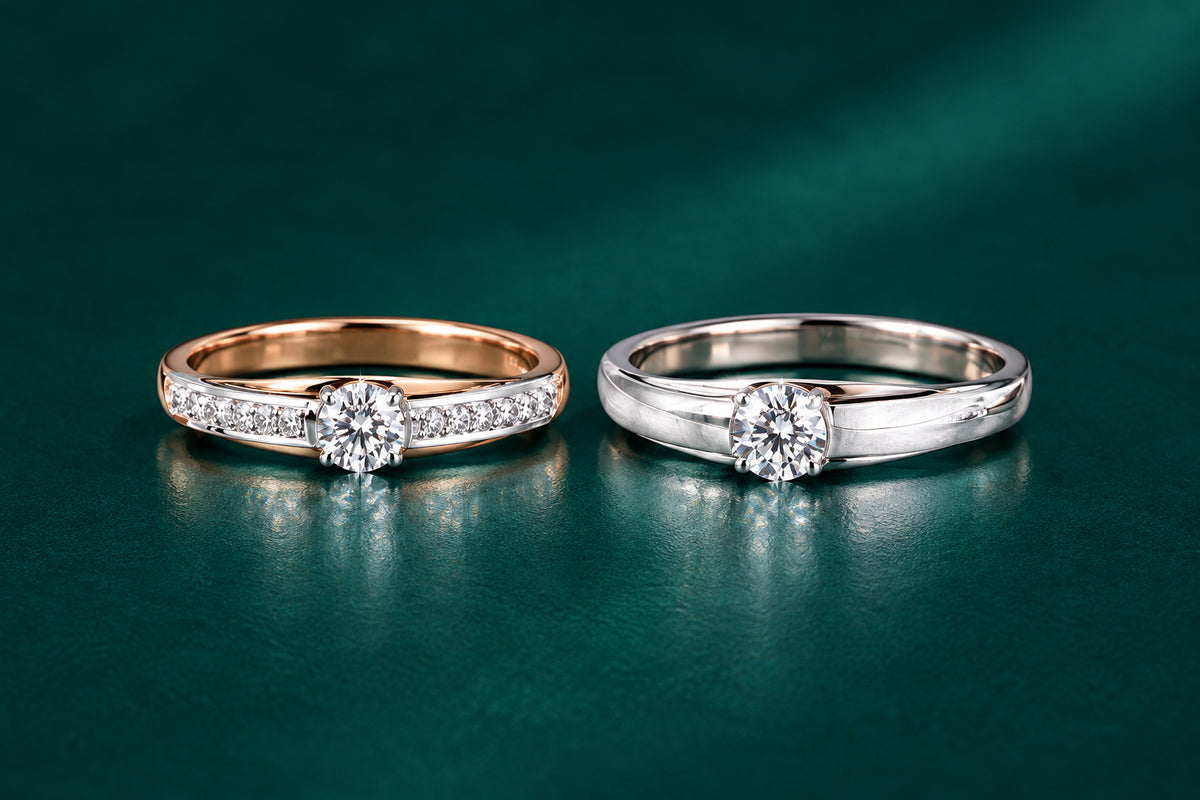 The Radiant Pathway Diamond Solitaire Couple Ring