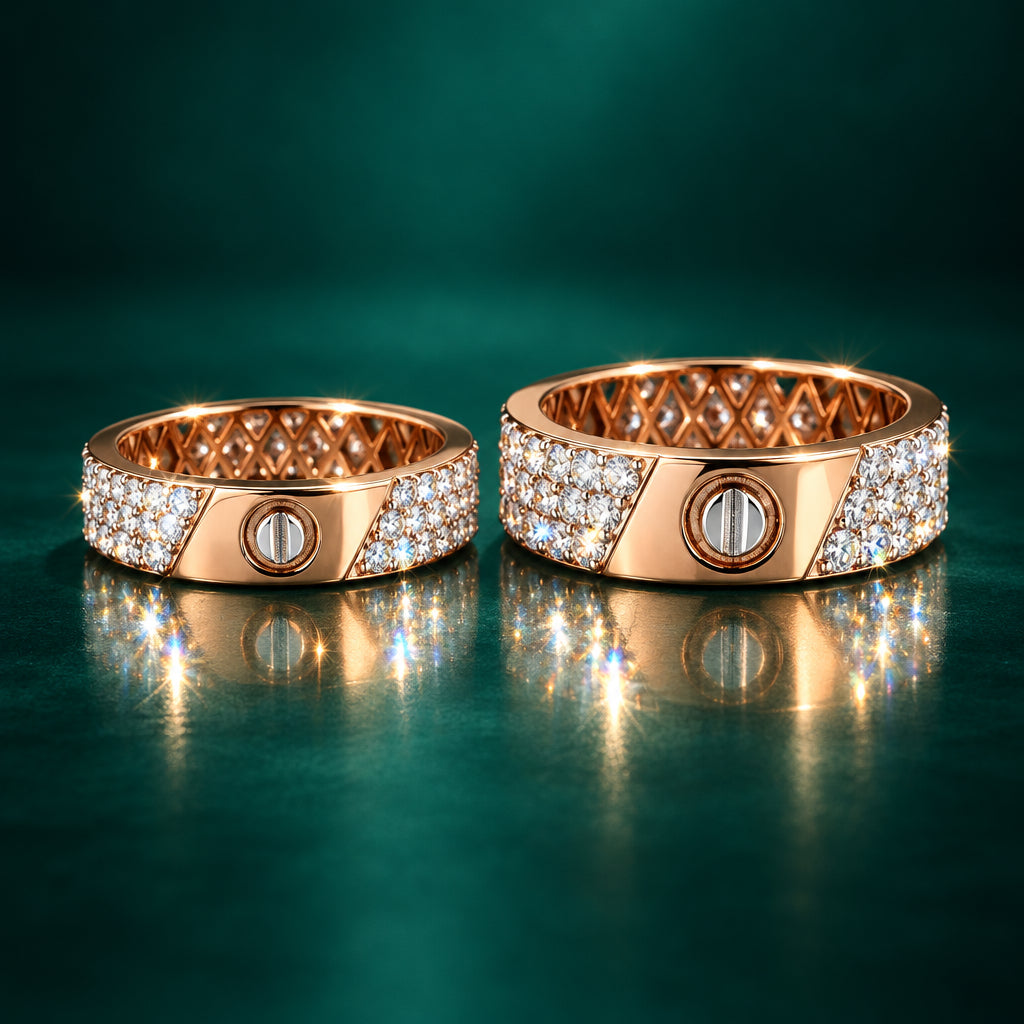 The Rivet Pavé Diamond Couple Band