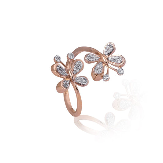 butterfly yoke diamond ring