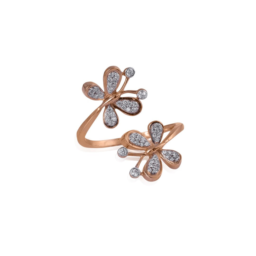 butterfly yoke diamond ring