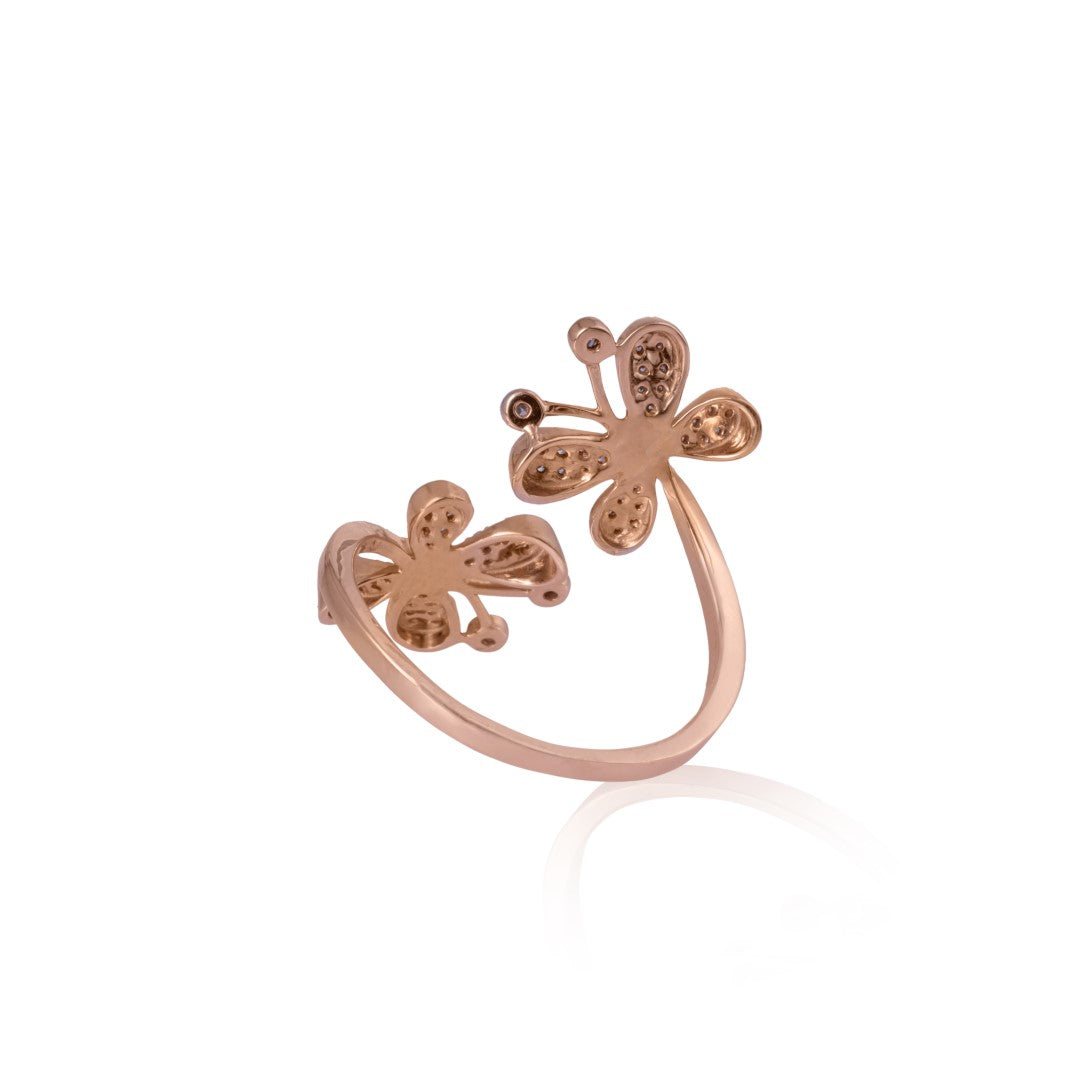 butterfly yoke diamond ring