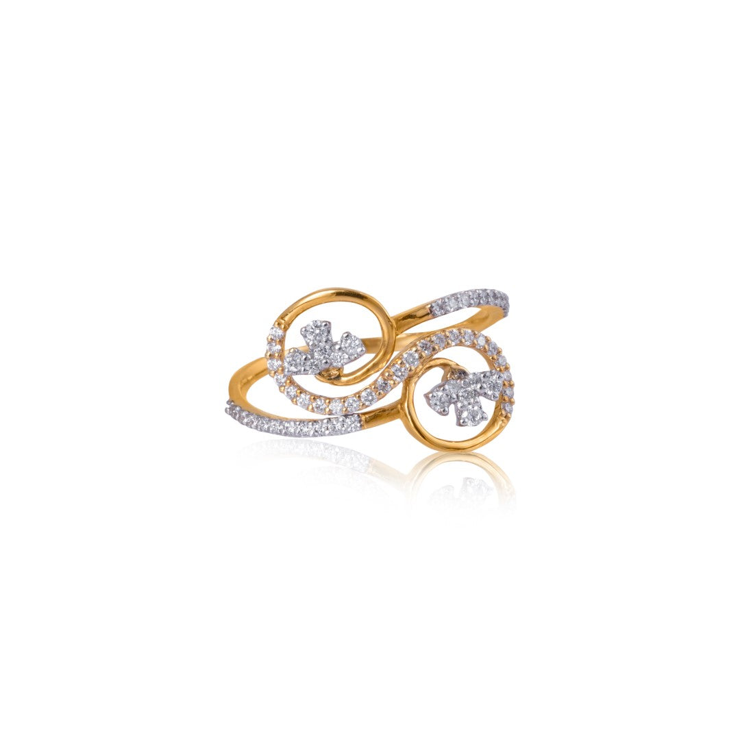 Corded clover diamond ring