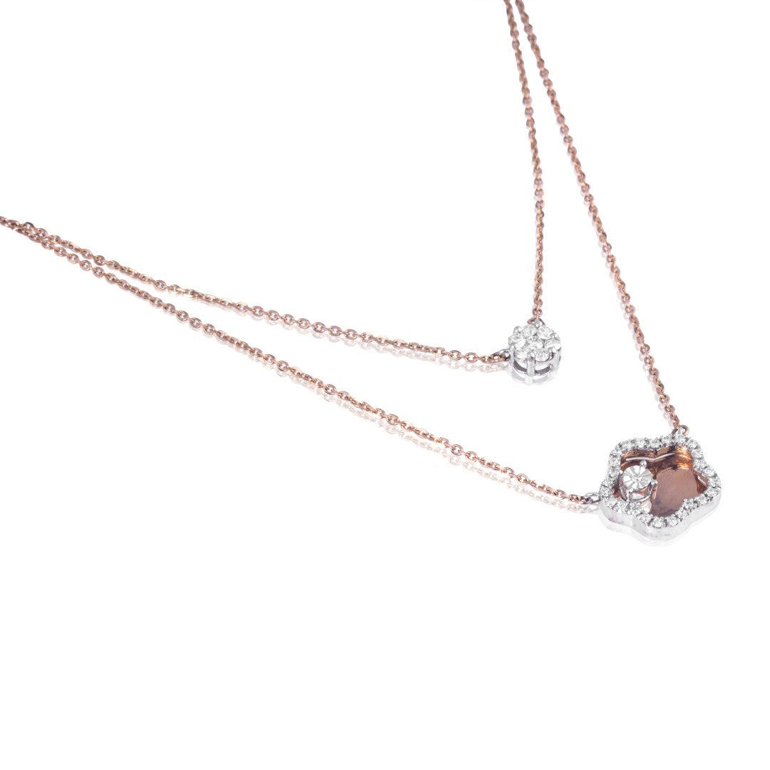 Two Line Layered Diamond Pendant Chain