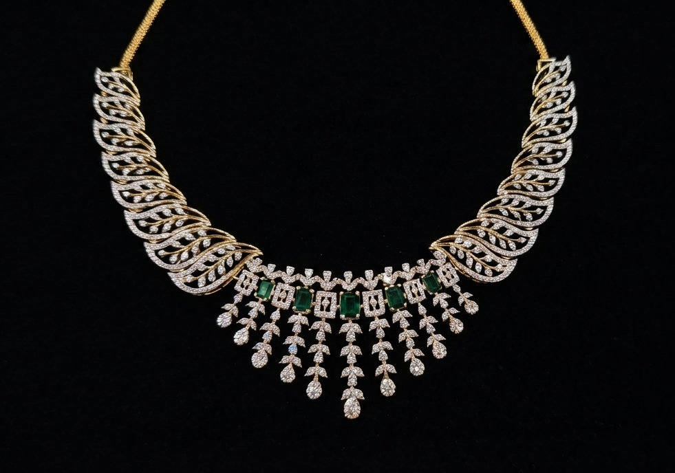 Verdant Leaf Cascade Necklace LAB GROWN DIAMOND