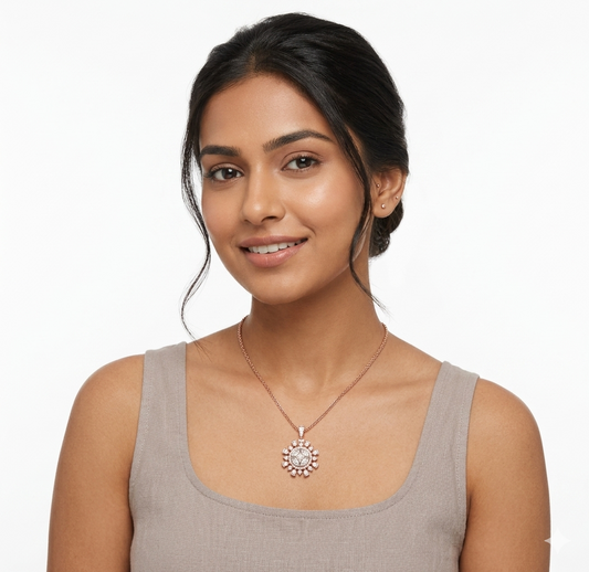 Attractive Sunburst Diamond Pendant