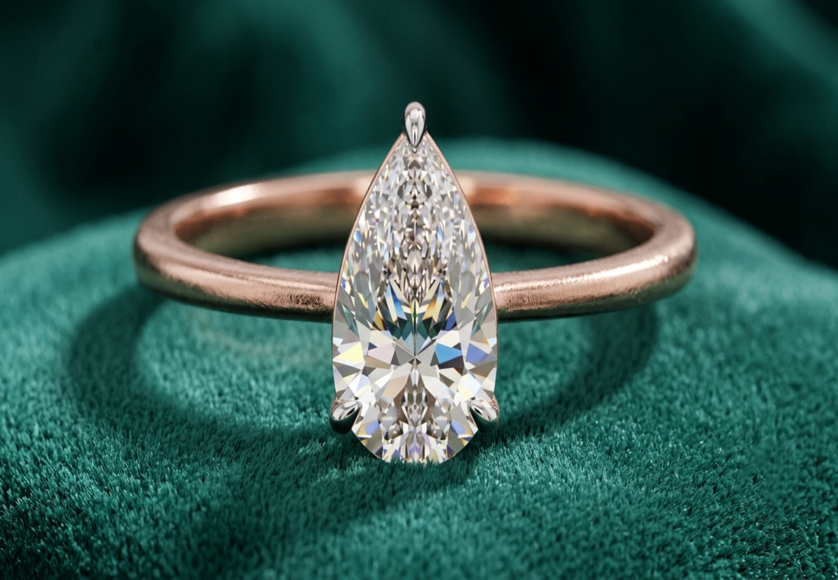 1ct Pear Shape Solitaire Diamond Ring