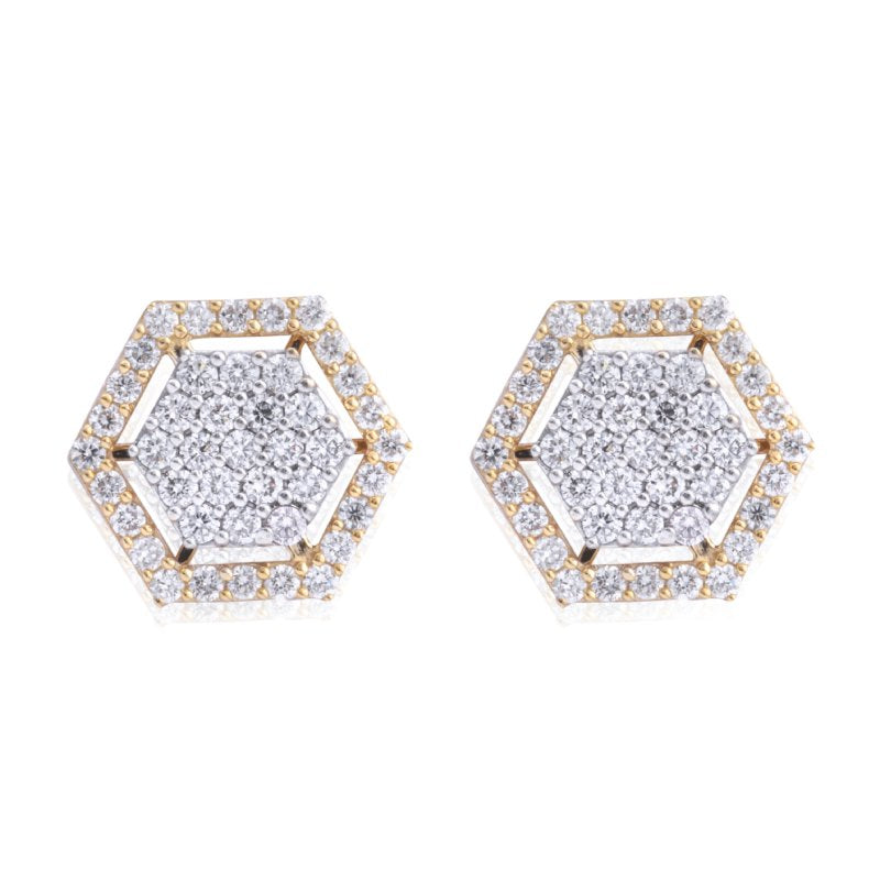 Hexagon Diamond Pendant Chain Set