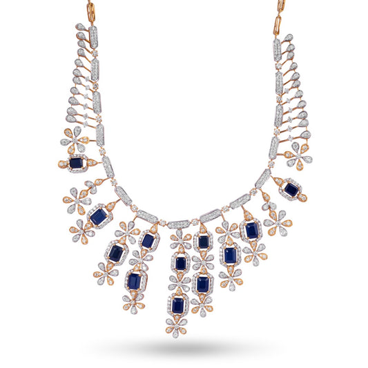 Freshwater Sapphire Diamond Necklace