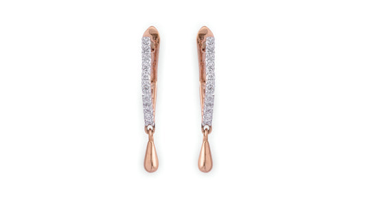 Diamond Drop Hoop Earrings