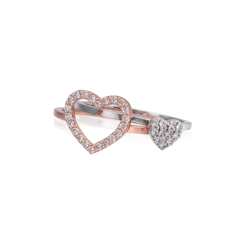 Captured heart diamond ring set