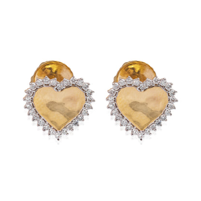 Heart of gold diamond stud