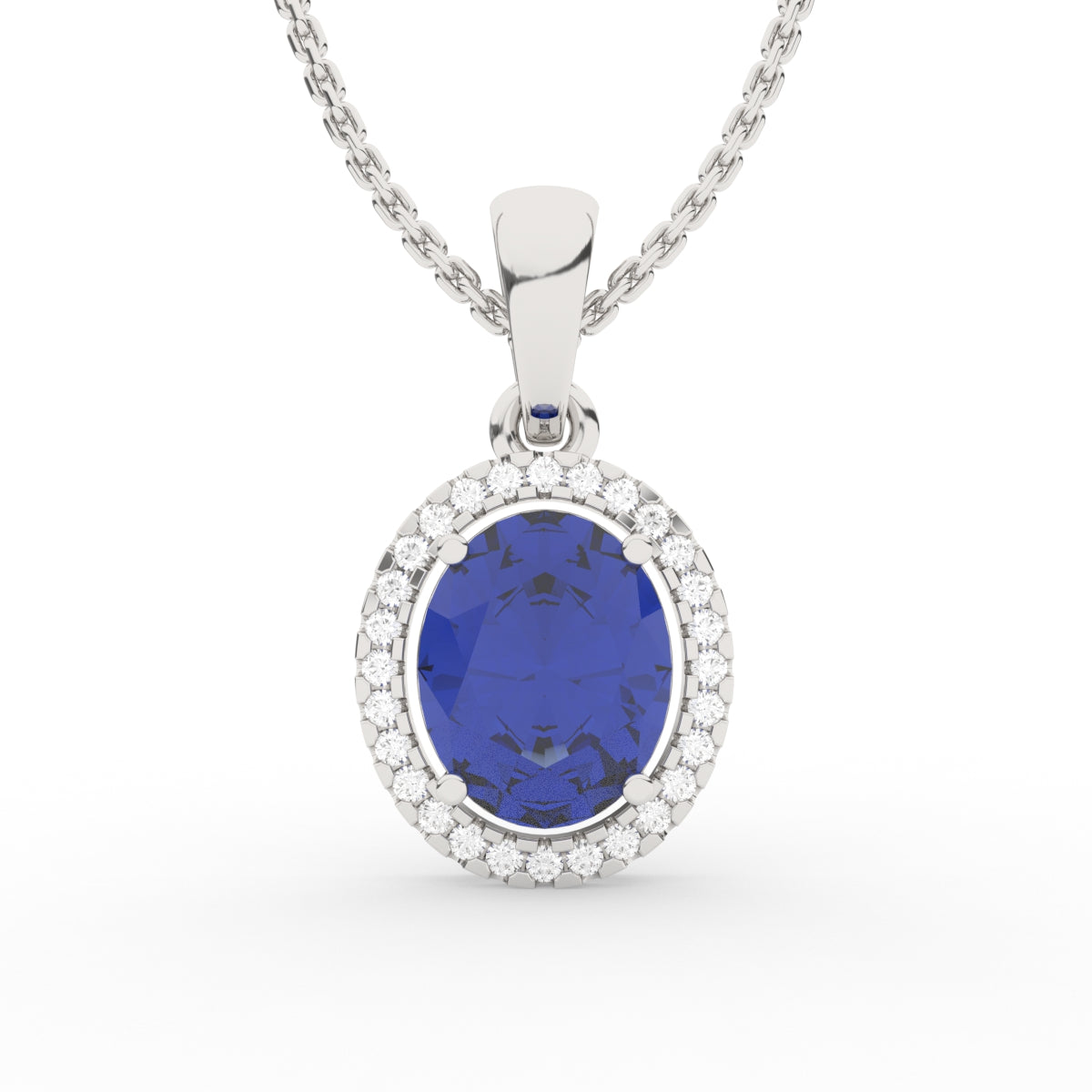 Blue Sapphire Diamond Pendant