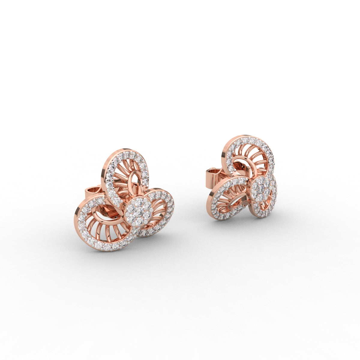 Elegant swirl diamond earring