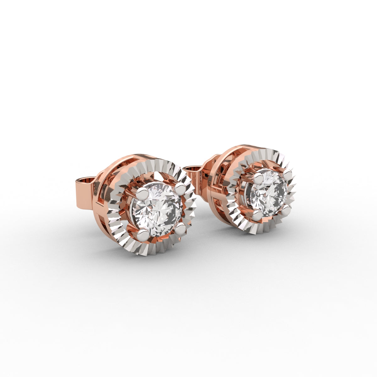 Charming Round Two-Tone Studs