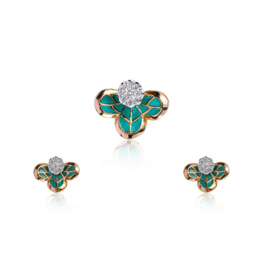 ocean's gem pendant earring set