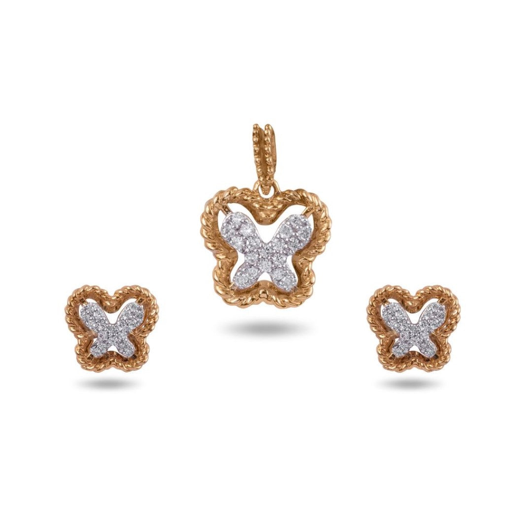 brilliant butterfly pendant earring set