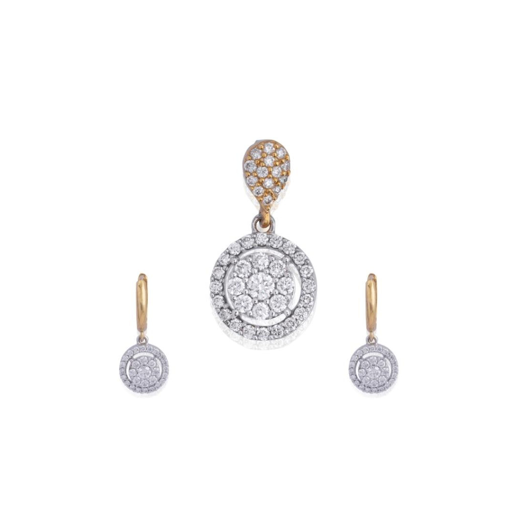 Encircled Glam Diamond Pendant Earring Set
