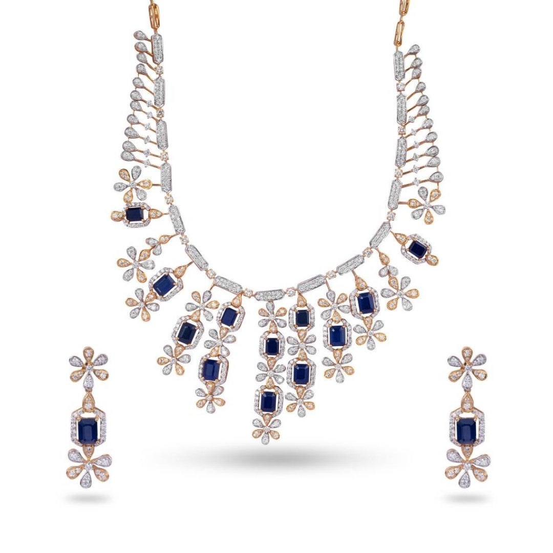 Freshwater Sapphire Diamond Necklace