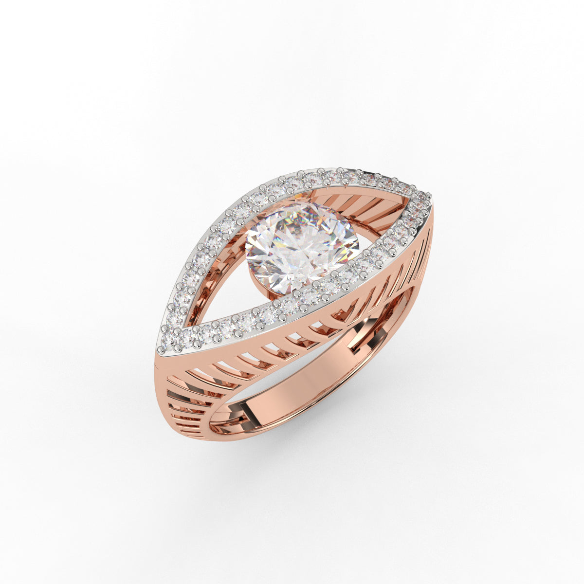 Solitaire Shimmering Eye Ring