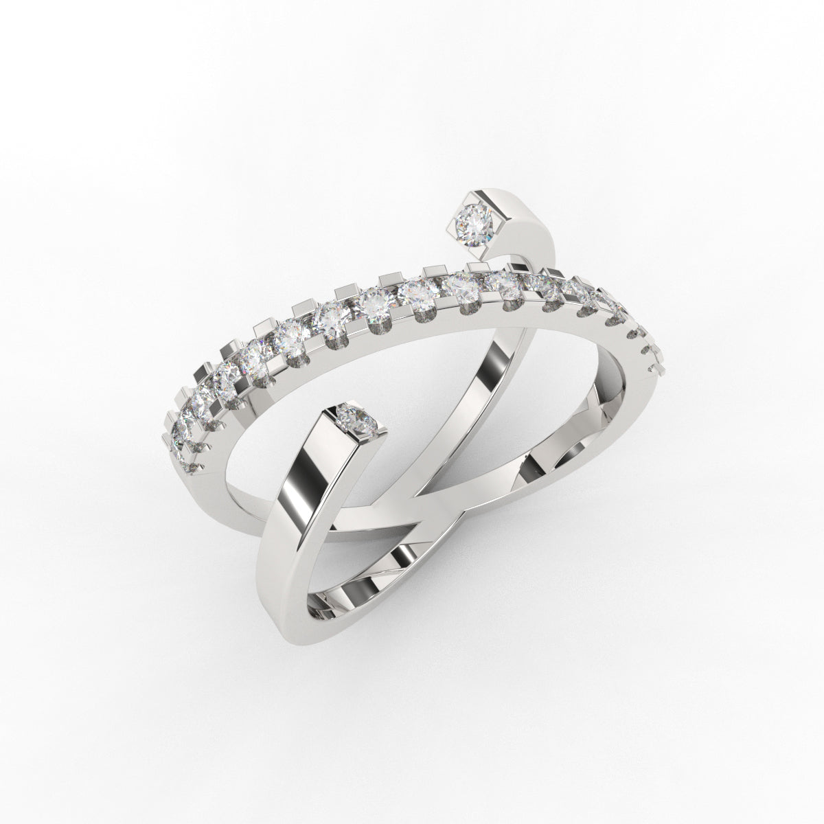 Twist Band Open Diamond Ring